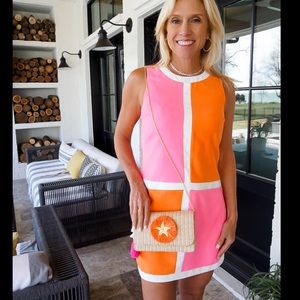 Julie Brown NYC Vegan Suede Sunrush Rosy Pink & Mello Orange Dress